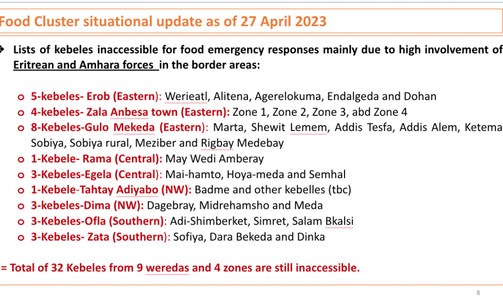 Tigray Emergency Coordination Center Operational Update 28 April 2023 Regional Emergency 